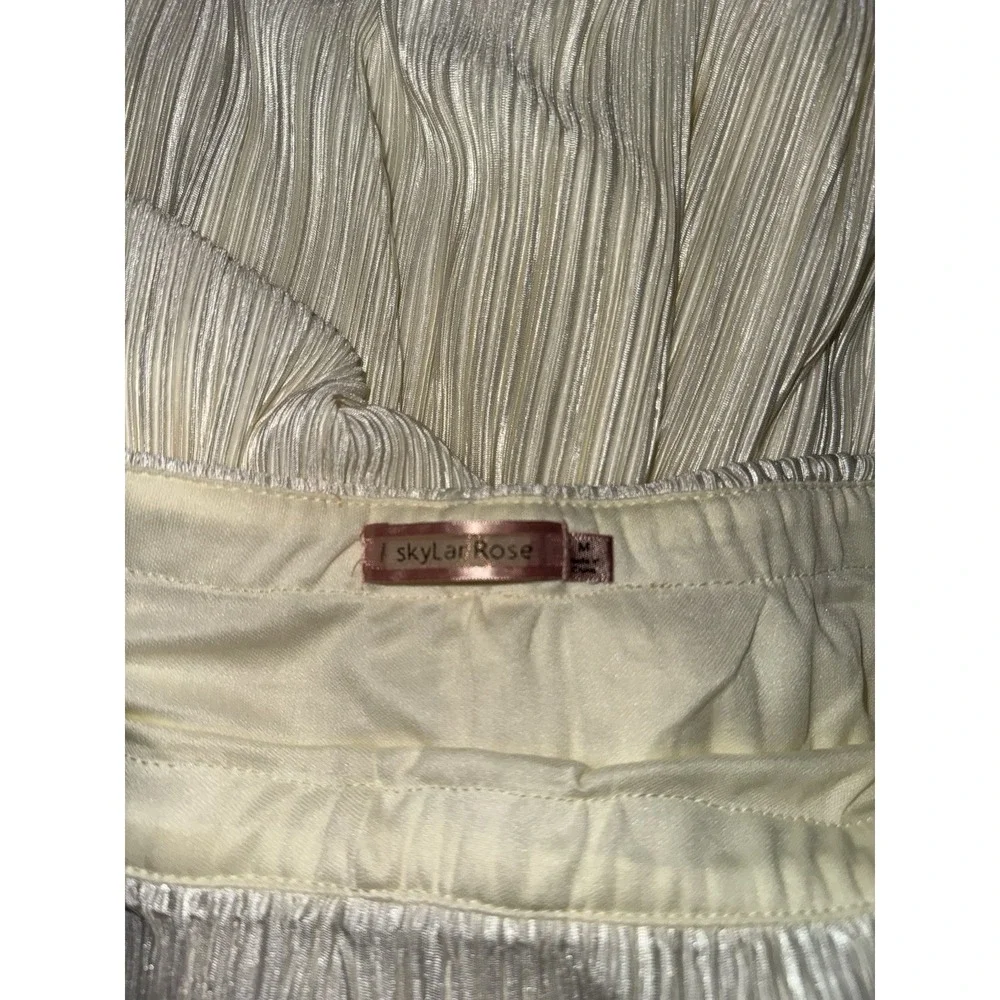 Skylar Rose ASOS Women's M Cream Set Outfit One Shoulder Top‎ Wide Leg Pants
